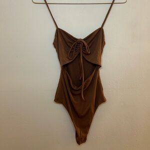 NAKED WARDROBE BROWN CUT OUT BODYSUIT